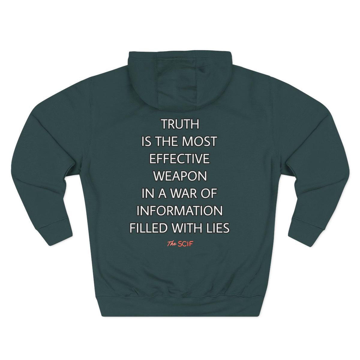 The SCIF Skull "Solid White," Back Quote "Truth Is the Most Effective Weapon," Hoodie