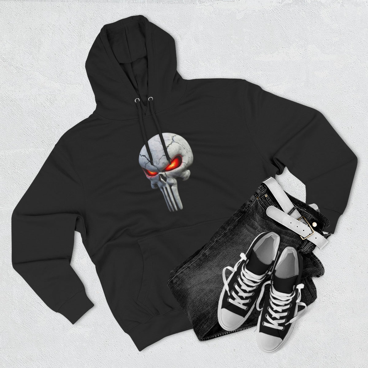 The SCIF Skull Hoodie with Red Glowing Eyes