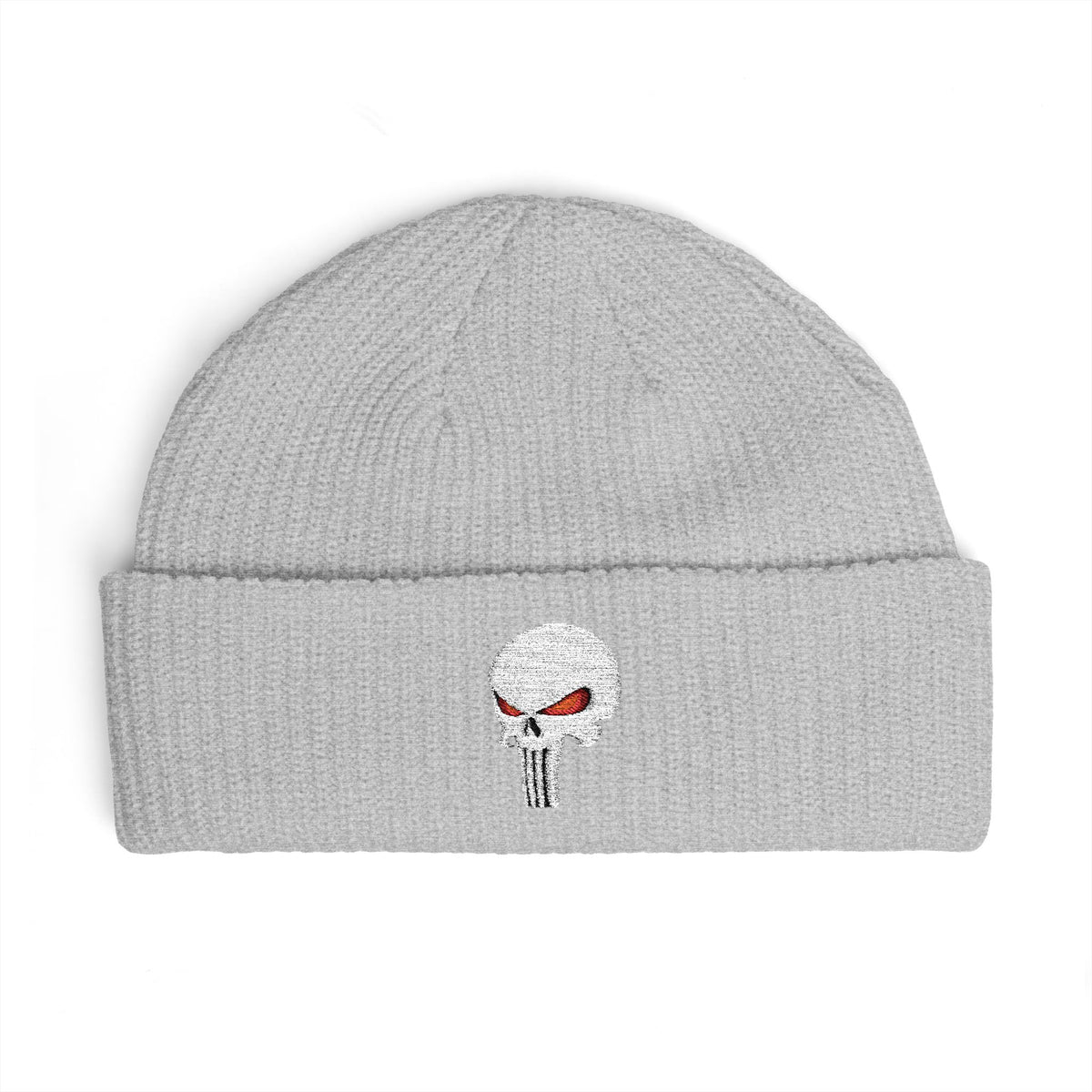 The SCIF "Solid White" Skull Embroidered Cuff Beanie
