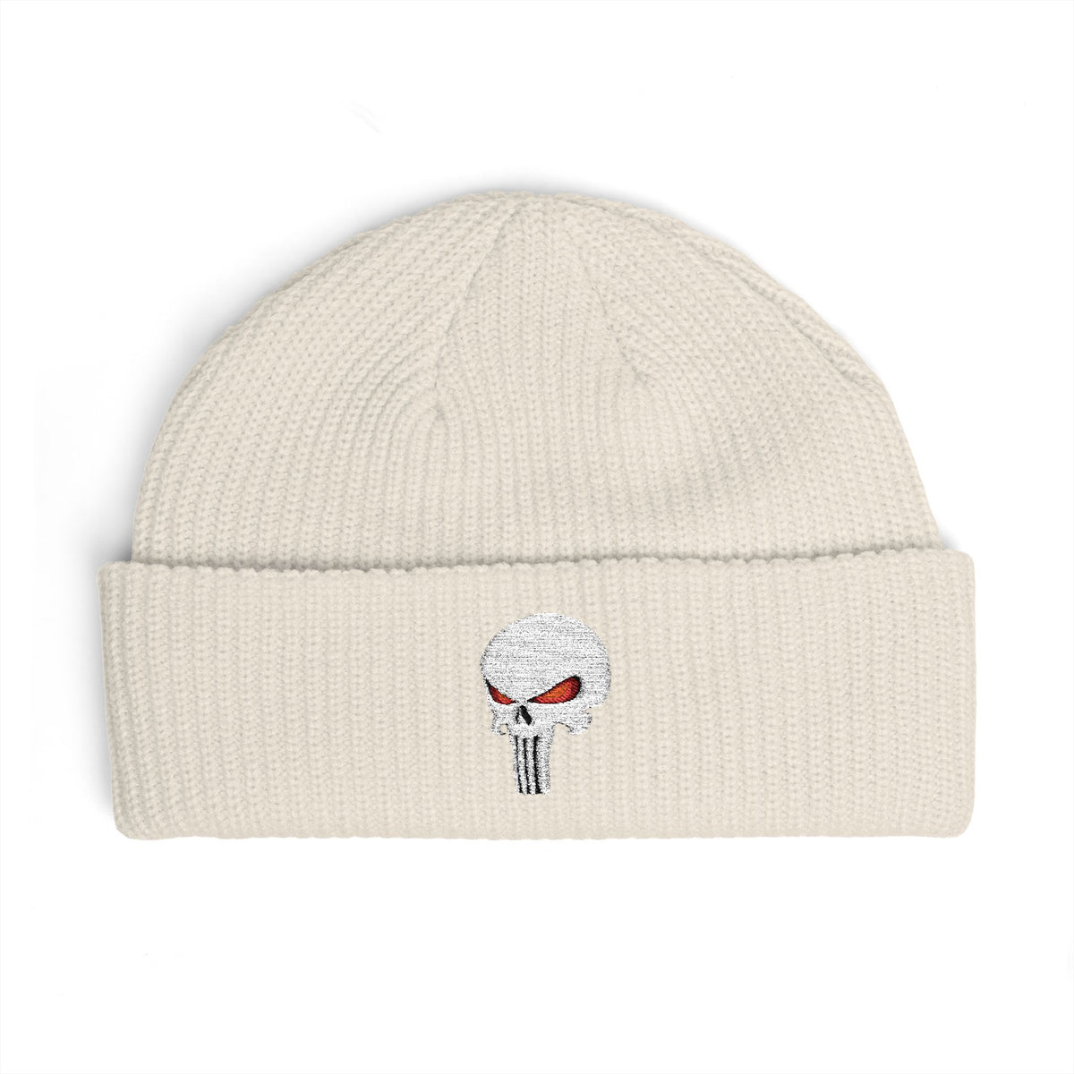 The SCIF "Solid White" Skull Embroidered Cuff Beanie