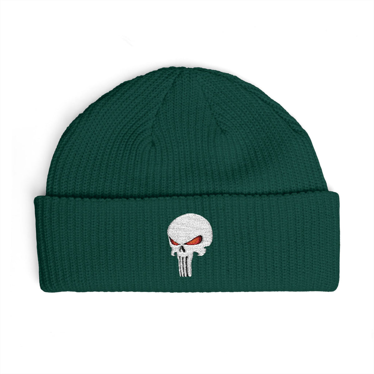 The SCIF "Solid White" Skull Embroidered Cuff Beanie