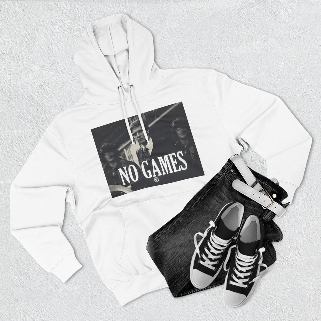 The SCIF "No Games" Hoodie – Vintage Noir Graphic Fleece Pullover