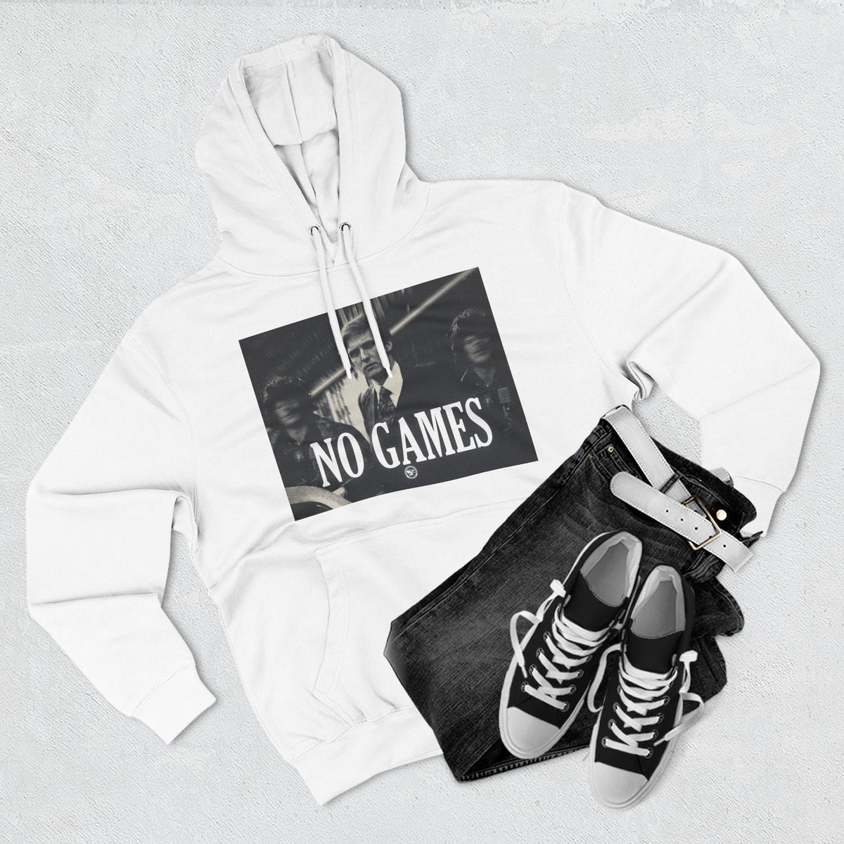 The SCIF "No Games" Hoodie – Vintage Noir Graphic Fleece Pullover