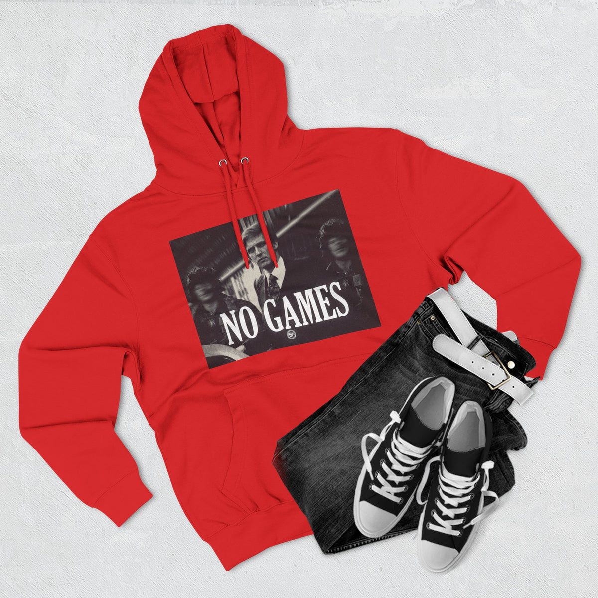 The SCIF "No Games" Hoodie – Vintage Noir Graphic Fleece Pullover