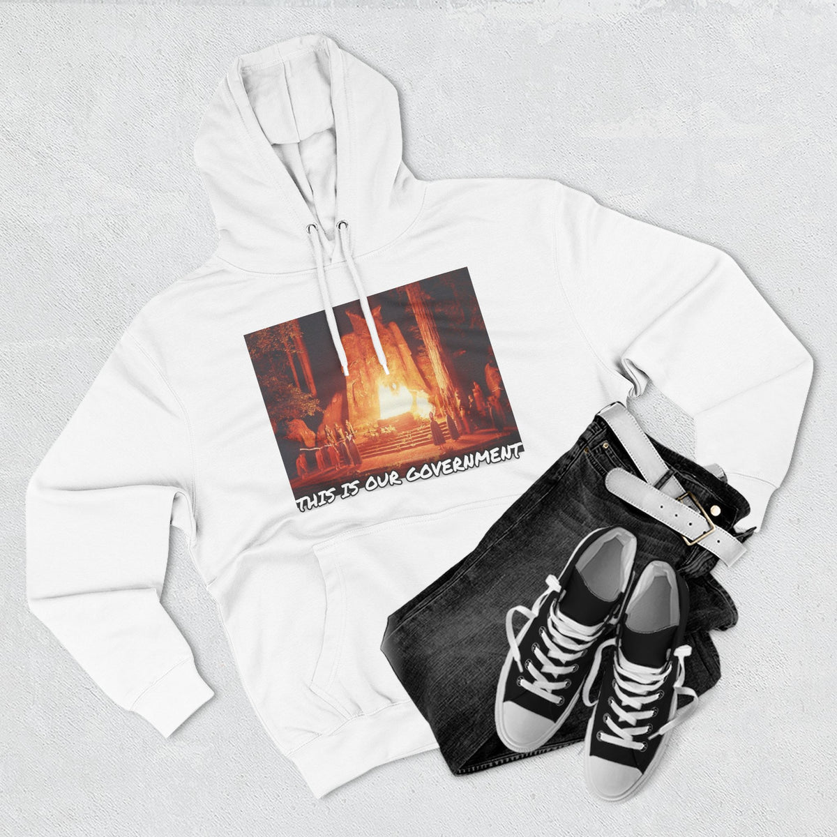 The SCIF Moloch Bohemian Grove "This Is Our Government," Hoodie, Back Quote "Truth Is the Most Effective Weapon..."