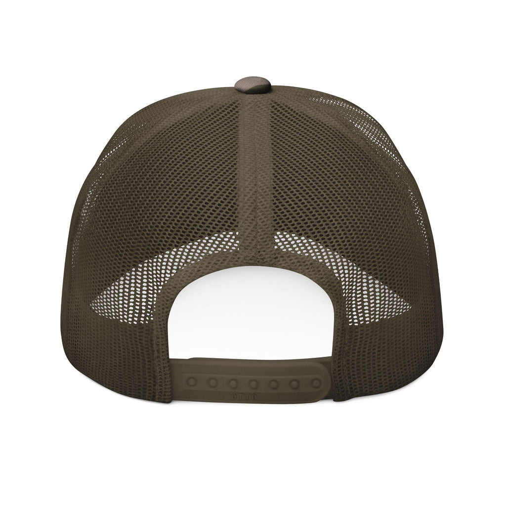 Camouflage Trucker Hat with The SCIF Skull "Solid White" Embroidery